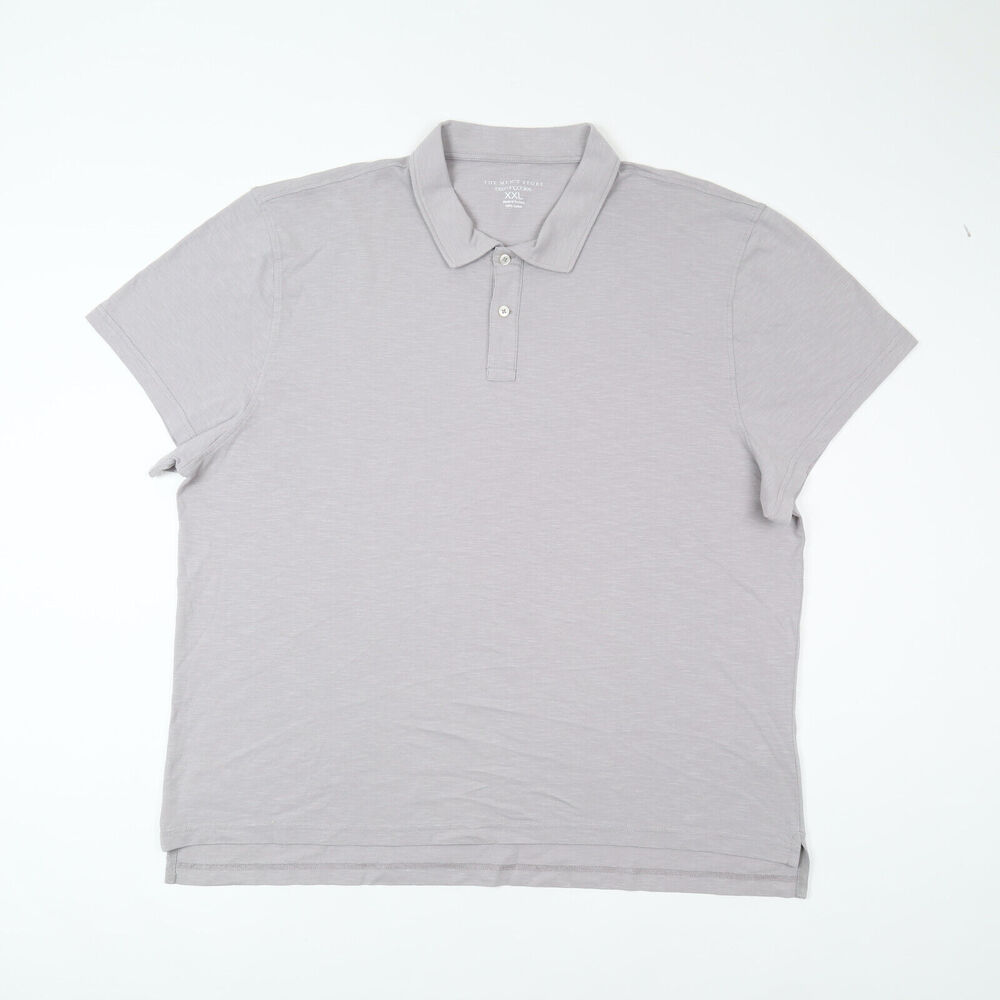 The Men's Store Cotton Slub Polo Shirt Grey Size 2XL